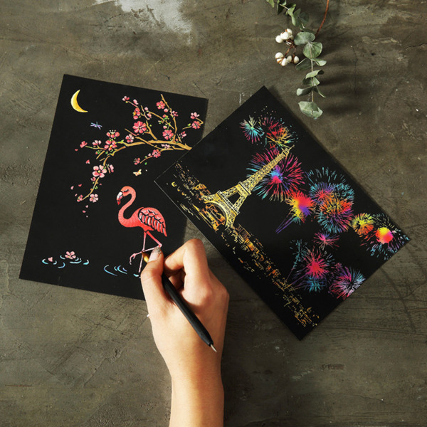 4 kpl 20x14cm Magic Scratch Art -maalauspaperi ja piirustustikku lasten lelu Multicolor