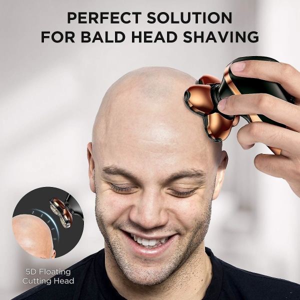 Rakapparat Elektrisk rakhyvel för män, rakhyvel med skalligt huvud Multifunktionellt grooming-kit för män med LED-skärm, 5d sladdlös USB uppladdningsbar roterande rakapparat våt