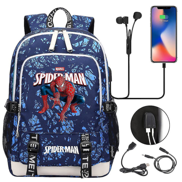 Spiderman Usb Laptop Rejserygsæk til drenge, piger, børn, teenagere, studerende, mænd, kvinder - ideel bog skoletaske 9