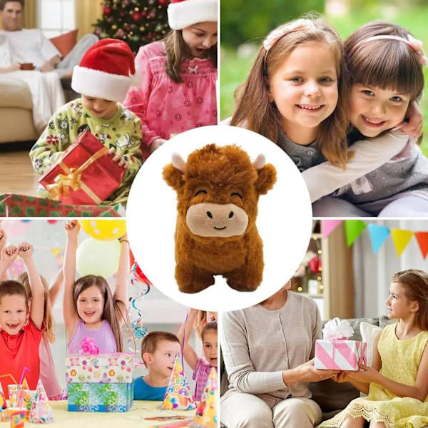 Adopter et Highland Cow Plys, søde ko-udstoppede dyr Fluffy Cow figurlegetøj