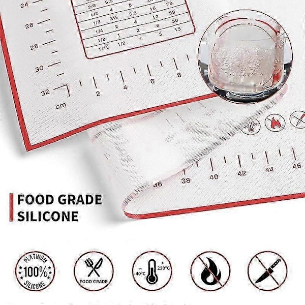 Oversize 80/70/60cm Silikone Bagemåtte Dejrulle Knædemåtte Køkken Crepes Pizza Dej Non-stick Pande Konditorimåtte red 29x26cm