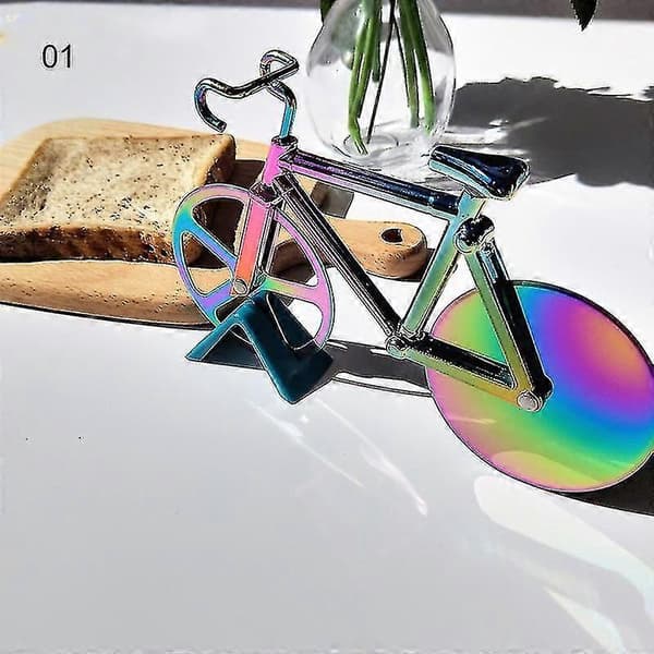 Pizzaskærer i rustfrit stål med cykeldesign og holder 2