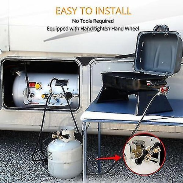 Propangas Y-splitteradapter 2-vejs Lp-gas T-forbindelse med måler
