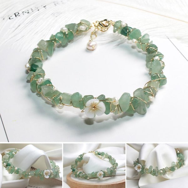 Grønn Aventurin Jade Krystallarmbånd Personlig håndlaget armbånd Sjarmerende smykkegave til kvinner Green