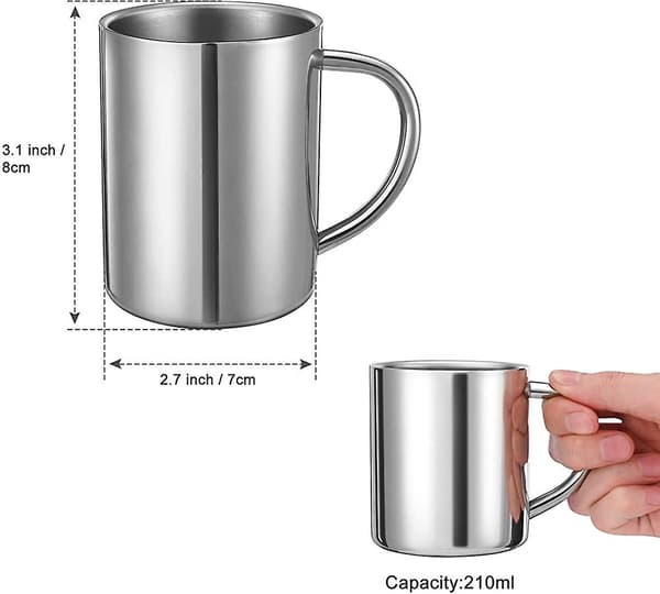 7oz / 210ml Mugg, Dubbelväggig Kaffemugg, Rostfria Te Koppar, Campingmuggar för Barn