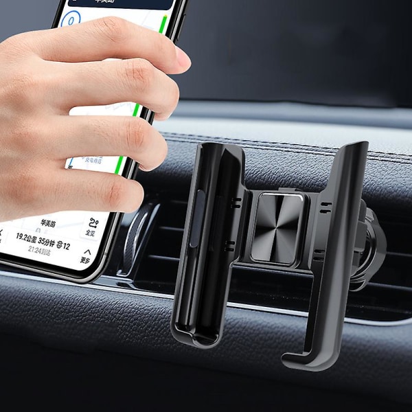 Universal Car Air Vent Clip Telefonhållare 360 ​​Rotation Bil Mobiltelefon Fäste Gravity Biltelefon Hållare Stöd Bredd Från 65 88mm| | Black