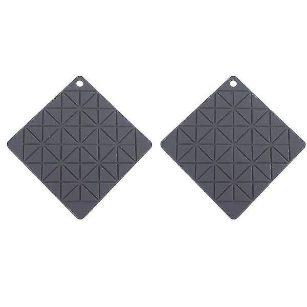 Geometriske grå silikone grydelapper, runde bordskåner, varmepuder, 2 stk