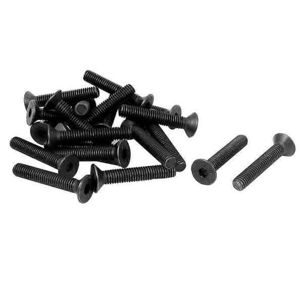 6 x 35 mm metriske sekskantede undersænkede fladhovedskruer sorte (20-pak)