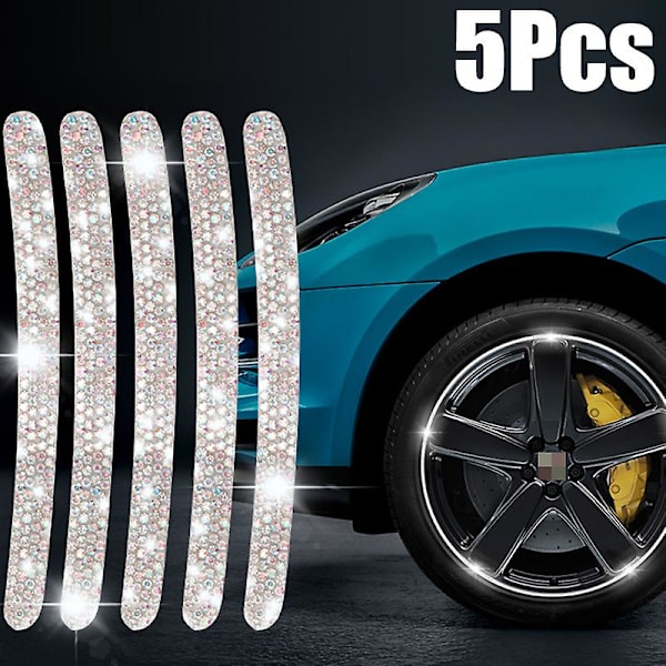 5/10 stk Rhinestone Bilhjul Reflekterende Klistermærker Bil Styling Værktøj Sticker Decals Motorcyle Stripe Tape Auto Eksteriør Tilbehør| | 5Pcs colorful