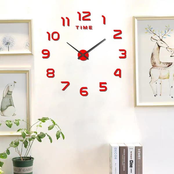 Bedroom Decoration Clock Large 2D Wall Clock Acrylic Mirror Sticker Silver