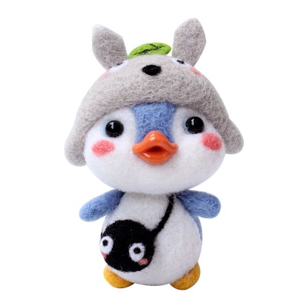 Sødt pingvinmønster håndlavet DIY Poke Wool Filt Materiale Produktionspakke