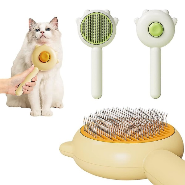 Magic Pet Comb, 2023 New Pet Hair Cleaner Brush, Cat Grooming Brush Selvrensende Slicker Comb Lange korte kæledyrsmassagebørster White