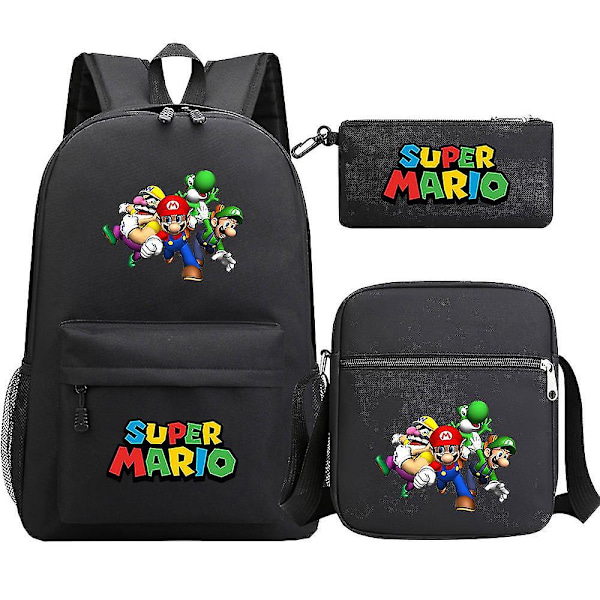 Super Mario Rygsæk - Teenagere, Piger, Drenge - Kawaii, Student - Vandtætte lærreds skoletasker - 3 stk - Laptop Mochilas rygsække 8