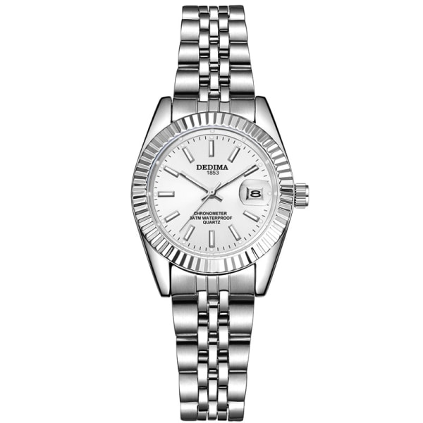 Modekalender stålband lysande watch Silver strap silver dial Suitable for women