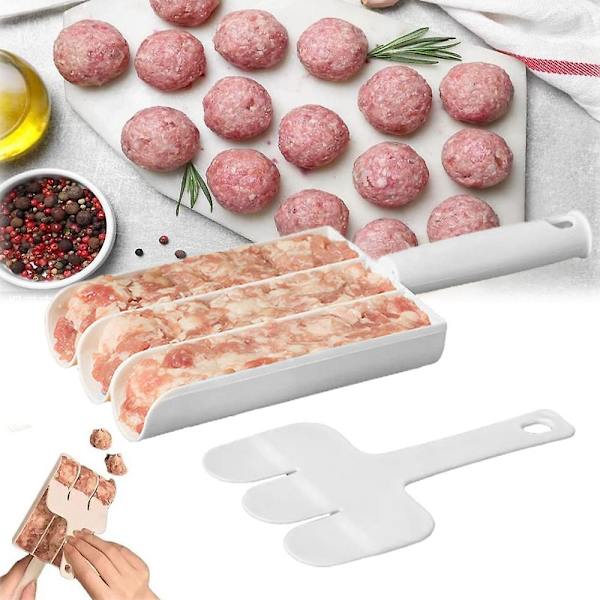 Frikadellekuglemaskine med skærespade, 3 frikadeller ad gangen Lav frikadelledej 1set