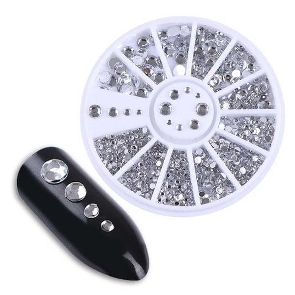 Negledekor Rhinestone 4-størrelser Krystaller - Sølv Klar silver
