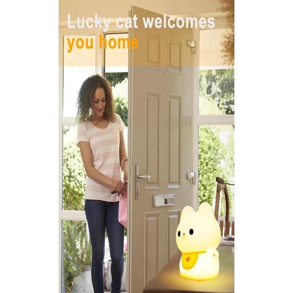 Wave-shaped Kitten Night Light Cute Cat Lamp Dimmable Silicone Nursery Night Light Rechargeable LED Bedside Lamp with 42W
