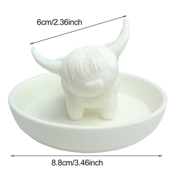Highland Ko Ringhållare Mini Highland Ko Ringfat Plast Boskapsstaty Smyckesställ för Bröllopsdag Brudförlovningspresent Black