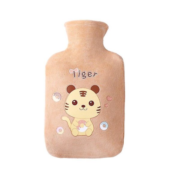 Varmvattenflaska med sött cover, varmvattenpåse för varm och kall kompress, handföttervärmare, smärtlindring Brown 1000 ml