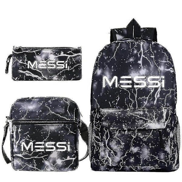Lel Messi Ryggsäck L Messi Studentväska Axelväska Pennfodral Set Av Tre.