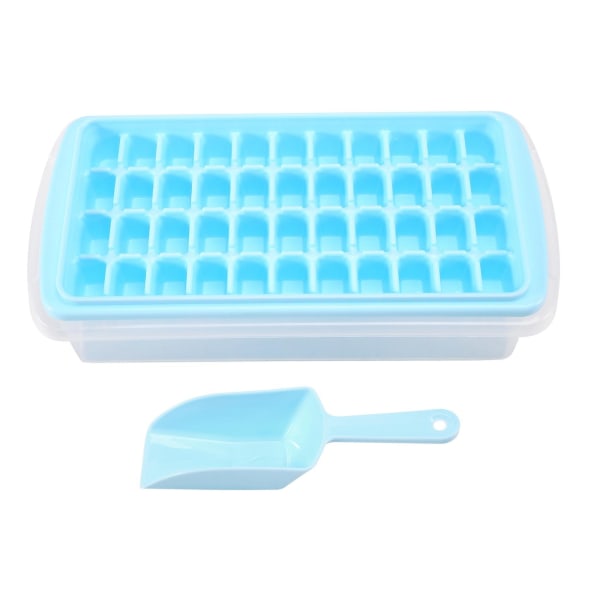 Isbakke med låg og beholder, 44 Nugget silikone isbakke til fryser, leveres med isbeholder,