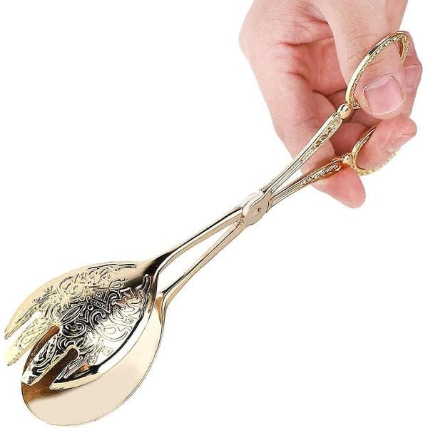 Kökstång, serveringstång, buffétång, salladstång, kakstång, serveringstång för kök, buffé, catering (guld, 23 cm)——Adélala