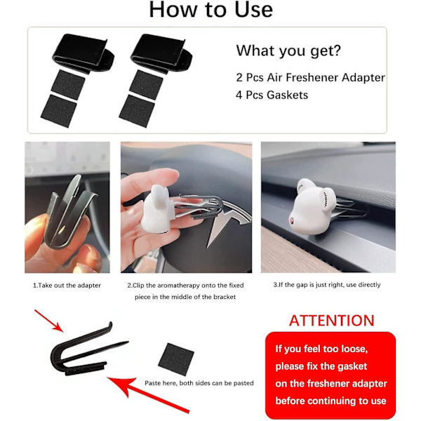 2-pack luftfräscharadapter designad för Tesla luftventil modell 3/y, luftfräschare ingår inte