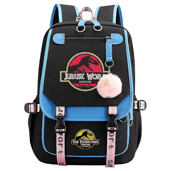 Jurassic Park Dinosaur Ryggsäck för pojkar, flickor, tonåringar - Skolboksväska i canvas med laptopfack - Perfekt reseryggsäck för barn och kvinnor 8