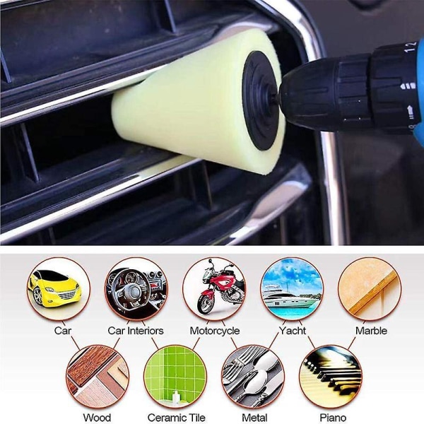Auto Hjul Poleringssvamp Brukes For Elektrisk Drill Bil Hub Buffing Svamp Polering Cone Kit Auto Body Wheel Care Vask Rengjøring| | Black