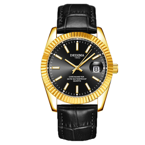 Högkvalitativt watch för explosionsälskare Black belt, gold shell, black face Suitable for men