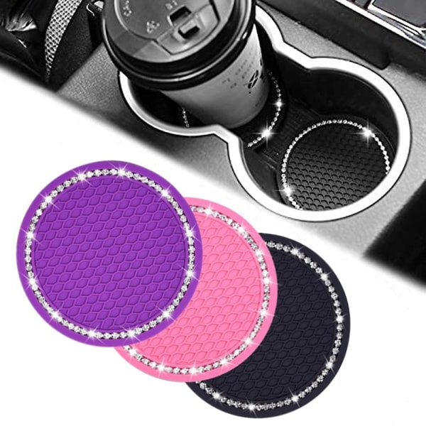 Bil Coaster Vand Cup Flaske Holder Anti Slip Pad Mat Silica Gel Vandtæt Til Indretning Bil Styling Tilbehør| | Pink White Diamond 1