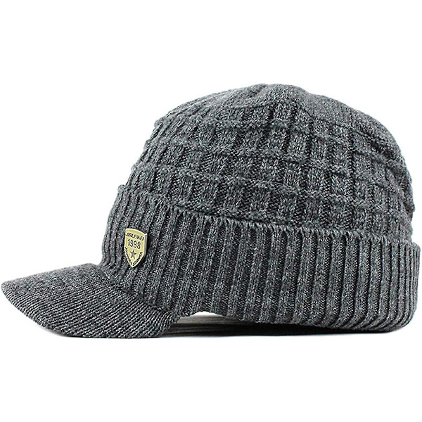 Yixda Vinterhatt för män med Peak Warm Stickad Beanie Cap med Fleecefoder