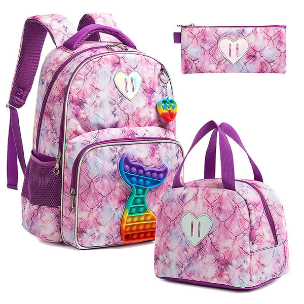 Skolesekker16&quot; Vesker For Jente Set Bag 3 I 1 Barn Vesker For Jente Kawaii Ryggsekk Vanntett Barn Skolevesker For Jente B-02