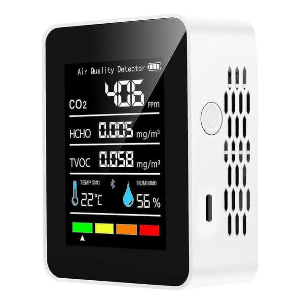5-i-1 Co2-måler Digital temperatur- og fugtighedstester Kuldioxiddetektor Luftkvalitetsmonitor Tvoc Hcho-analysator-b Vit