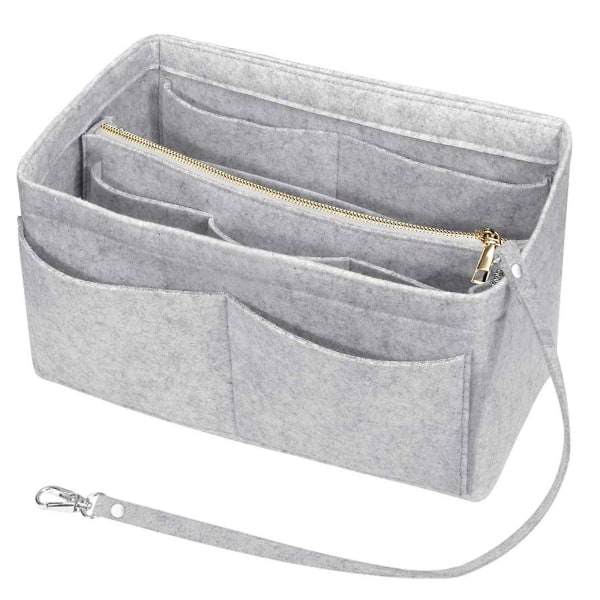 Indsæt Tasker Håndtaske Tote Pung Organizer 10 Lommer Taske i taske Rejseopbevaringslommer Gray