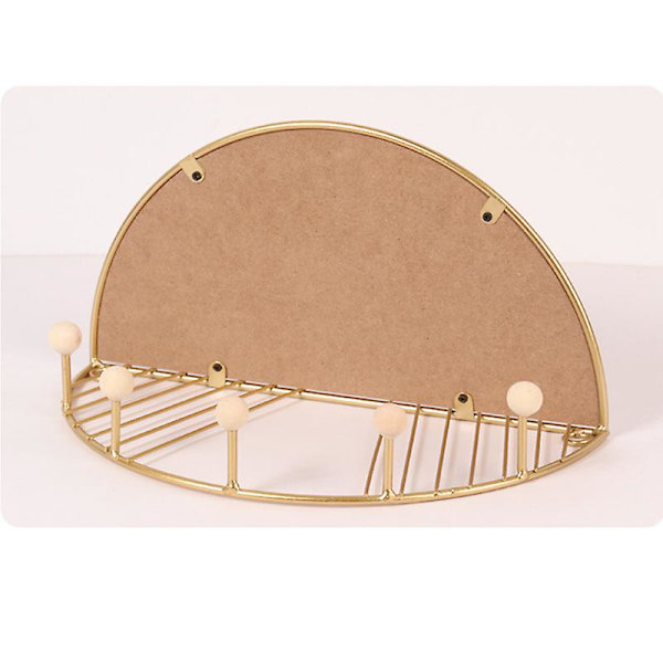 Halvrunda flytande hyllor Väggmonterade Rustik Järnvägg Förvaringshyllor Organizer Inredning Gold Large Semicircle
