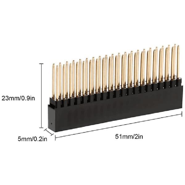2 X 20 (40 stift) staplingslist för A+/B+/Pi 2/Pi 3 Extra hög list (8-pack) black