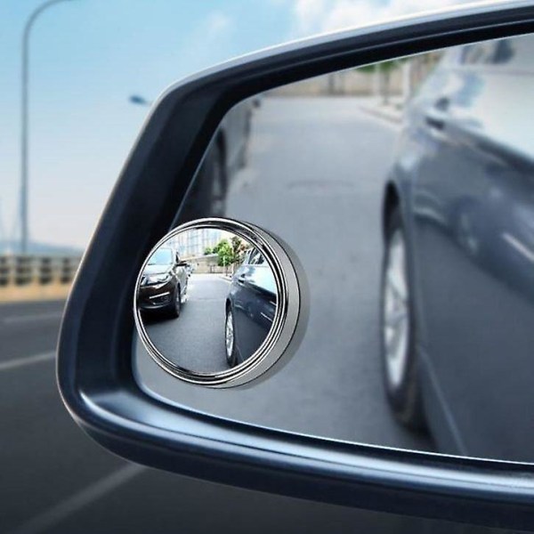 360 astetta säädettävä auton pyöreä runko kupera kuolleen kulman peili Laajakulmainen kirkas taustapeili Ajoturvallisuus 2kpl - Peili & amp; Kannet Silver set