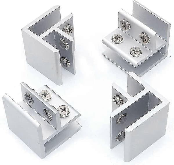 4 pak 90 klemmer til glas til glas, fastgørelse til to sidepaneler, bruser, borde, paneler, 10-12mm 3,8*4*4cm N