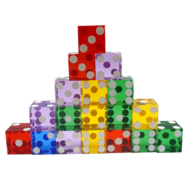 Transparent akryl av hög kvalitet Sexsidig D6 19 mm Casinotärning Set med 5 Blue