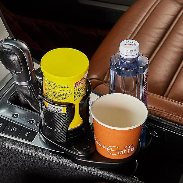 Uuden auton kupin pidikkeen laajennussovitin Ajoneuvoon asennettu automaattinen vesikuppijuomateline 360 ​​astetta Pyörivä auto Dual Cup -kiinnitys Säädettävä| | Carbon brazing upgra