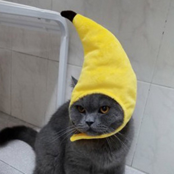 Pet Cap Fästtejp Dress-up Mjuk Pet Katter Hundar Banan Beanie Cap För Festival