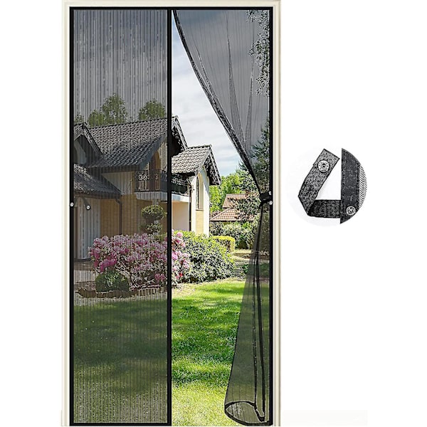 Magnetisk Myggnät Dörrgardin, 90*200cm Myggnät Dörrgardiner, Insektsskyddsgardin För Vardagsrum Balkongdörr (svart)