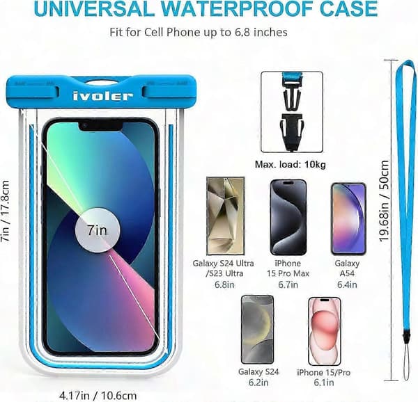 4-pak vandtæt telefonpose IPX8 Universal tørpose til op til 7 tommer (tilfældig farve)