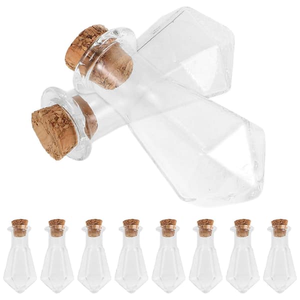 Miniglasflaskor med kork för förvaring 10 st transparent glas och trä