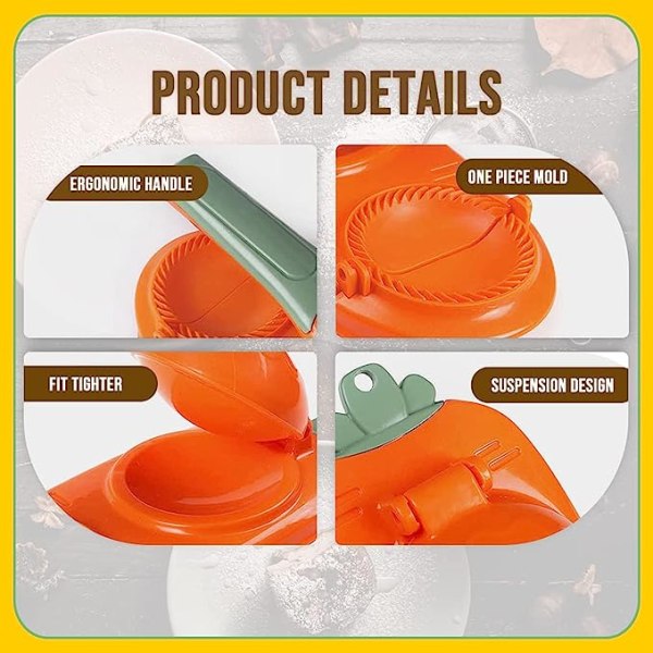 2 i 1 Dumpling Maker Dumpling Press Dumpling Skin Artefakt Kök Dumpling Making Tool Gör det själv manuella Dumpling Molds(orange)