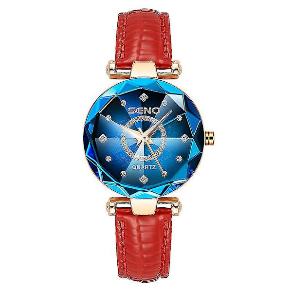 Ocean Heart Brand Starry Sky Diamond Surface Kirkas monipintainen lasi umpiteräsvyö Naisten vedenpitävä watch Rose gold cherry red noodles