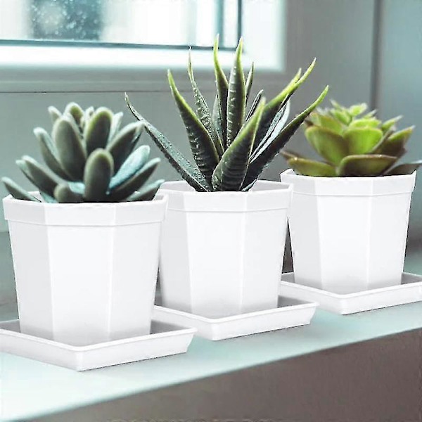 5 st Fyrkantiga Blomkrukefat i Plast Fångar Upp Överskottsvatten och Jordspill för Blomkrukor Inomhusväxter Black 10 inches