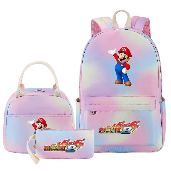 Nya Kawaii Super Mario Girl Penna Lunchväskor - Rainbow Galaxy Bokväskor - 3st Kvinnor Tonåringar Skolväskor - Resa Laptop Ryggsäck 5