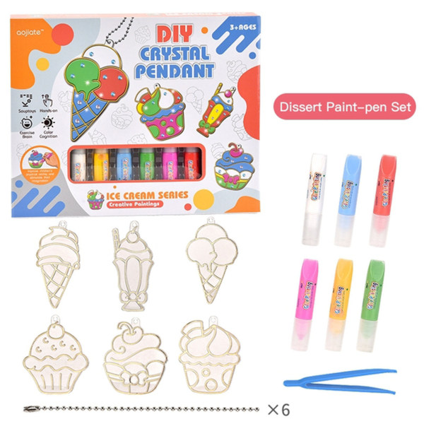 Gör-det-själv Kristallfärg Limmålning Graff-iti Smycken Toy Girl Set Kreativt hänge Nyhet Set Santa Toys D One Size